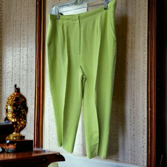 VINTAGE LAURA ASHLEY (14 / L)  2pc. Silk/Linen Green w flower Jacket and… - Picture 6 of 11